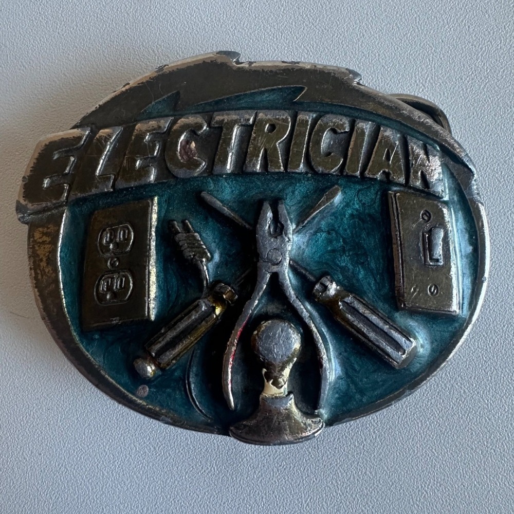 Vintage 1982 Electrician Belt Buckle Great American Buckle Co USA